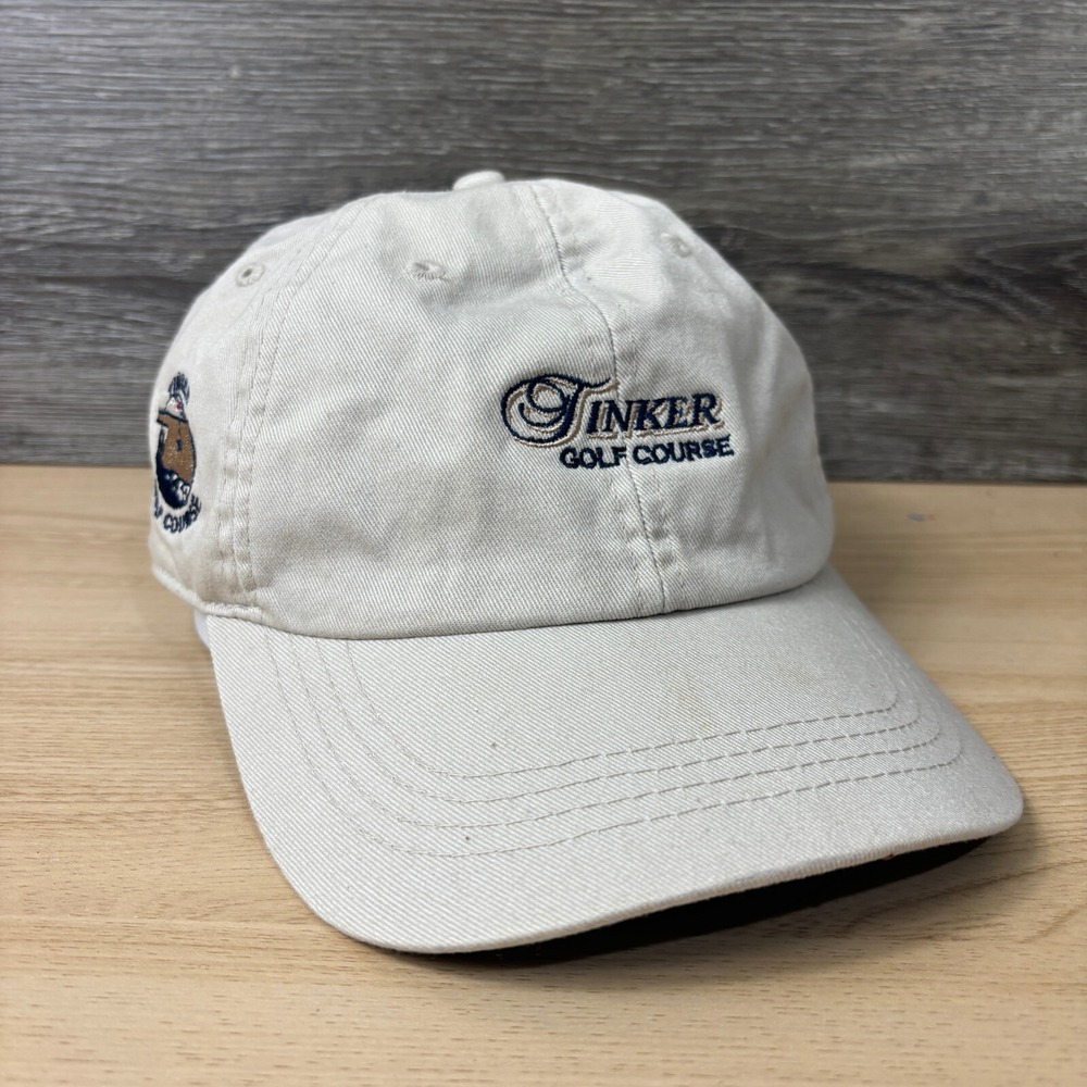 Vintage Tinker Golf Course Hat Cap Strap Back Beige Golfing Adjustable
